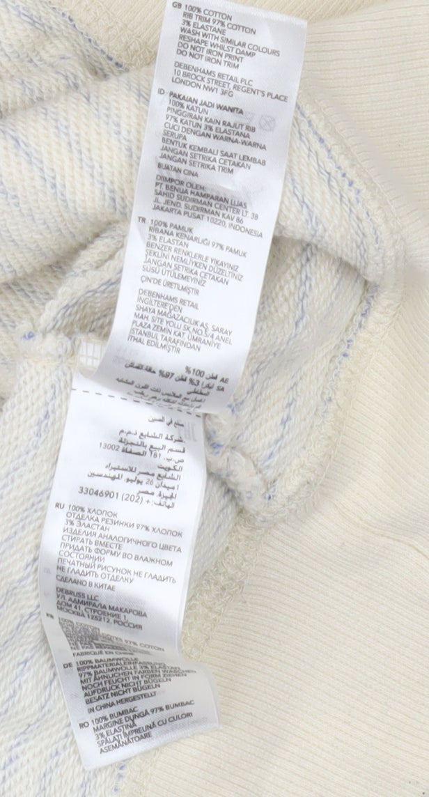 Mantaray Women’s Ivory Striped Hoodie, Size 12