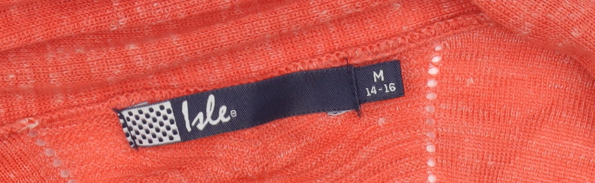 Womens UK Size M Isle Orange Cardigan Jumper