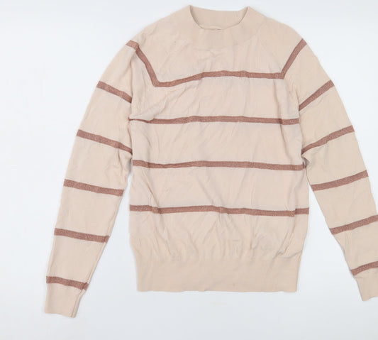 Jack Wills Women's Beige Striped Pullover Jumper Size 10
