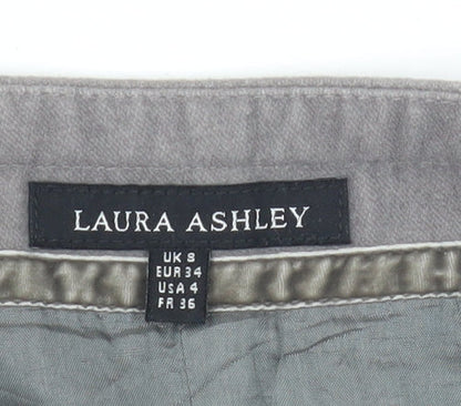 Laura Ashley Women's Grey Embroidered A-Line Skirt - Size 8