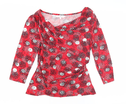 Jasper Conran Women's Red Geometric Wrap Blouse Size 10