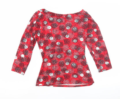 Jasper Conran Women's Red Geometric Wrap Blouse Size 10