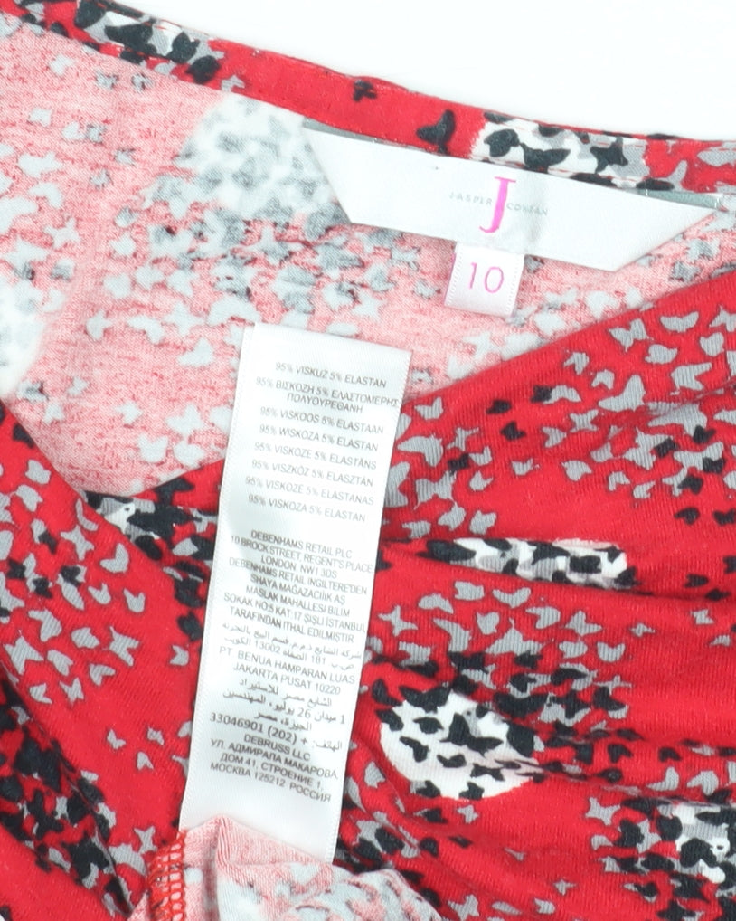 Jasper Conran Women's Red Geometric Wrap Blouse Size 10