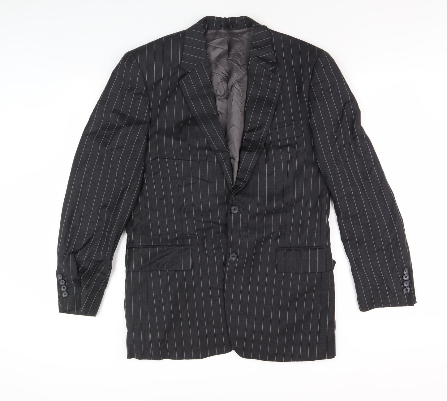 Austin Reed Men's Pinstripe Wool Blazer Black 39R