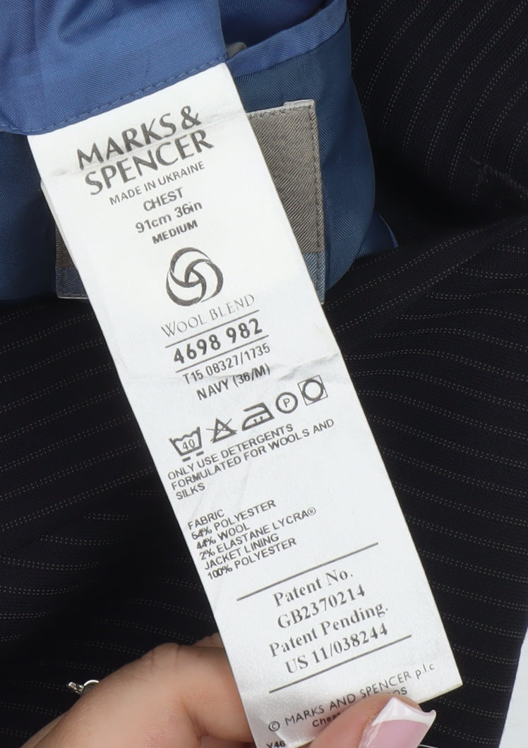 Mens UK Size 36 Marks and Spencer Regular Blue Suit Jacket
