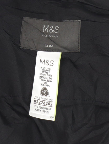 Marks and Spencer Men's Blue Slim Trousers 38