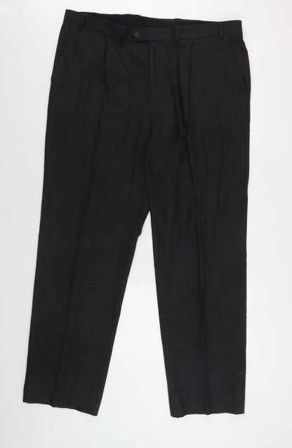 Marks and Spencer Men's Black Wool Trousers Size 42