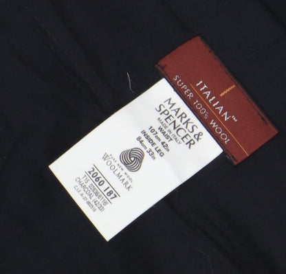Marks and Spencer Men's Black Wool Trousers Size 42