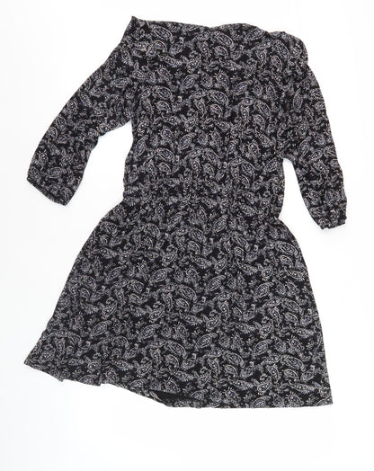 Next Women's Black V-Neck Paisley Dress Size 14