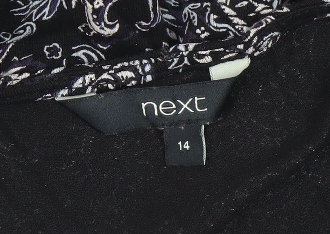 Next Women's Black V-Neck Paisley Dress Size 14