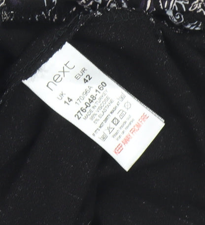 Next Women's Black V-Neck Paisley Dress Size 14