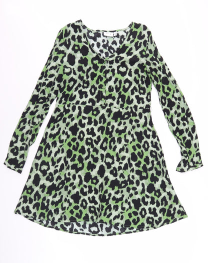 VILA Women's Multicoloured Leopard Print Long Sleeve Dress