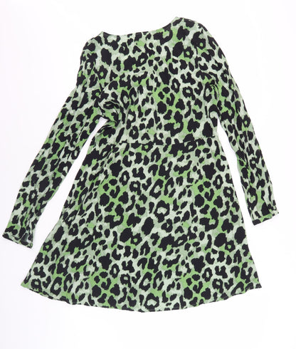 VILA Women's Multicoloured Leopard Print Long Sleeve Dress