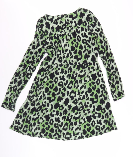 VILA Women's Multicoloured Leopard Print Long Sleeve Dress