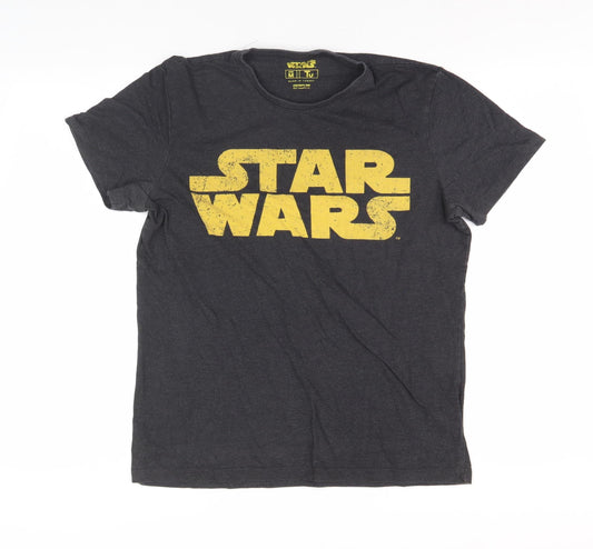 Tu Star Wars Men's Grey T-Shirt, Size M, Logo Print