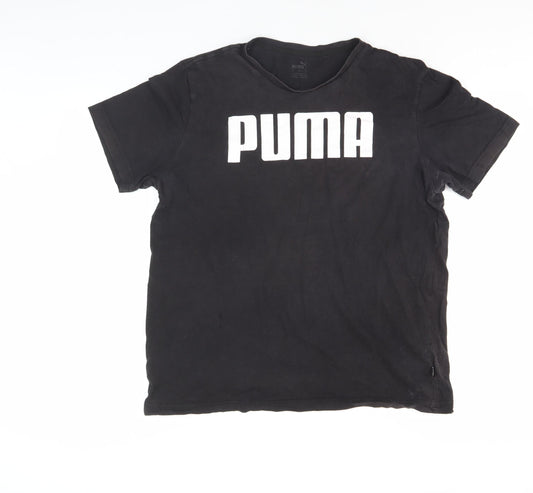 Puma Men's Black T-Shirt, Size L, Logo Accent