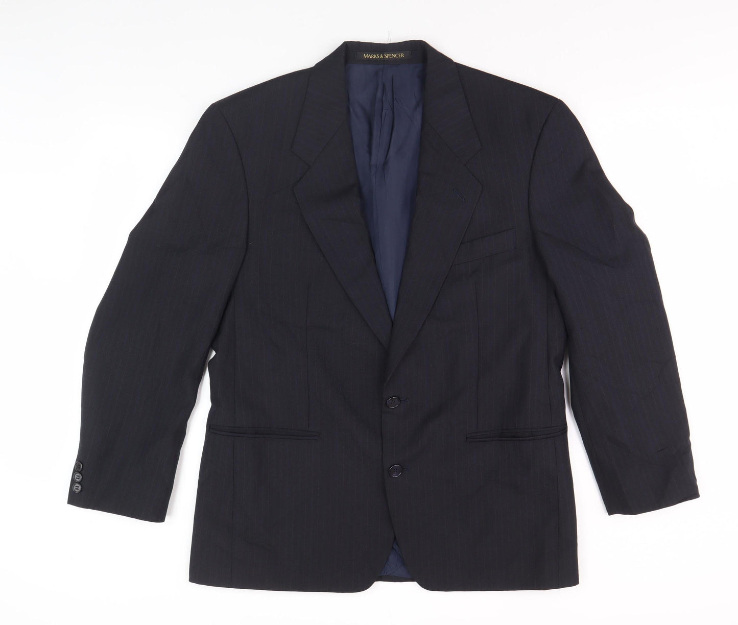 Marks and Spencer Men's Blue Blazer, Size 40, Striped