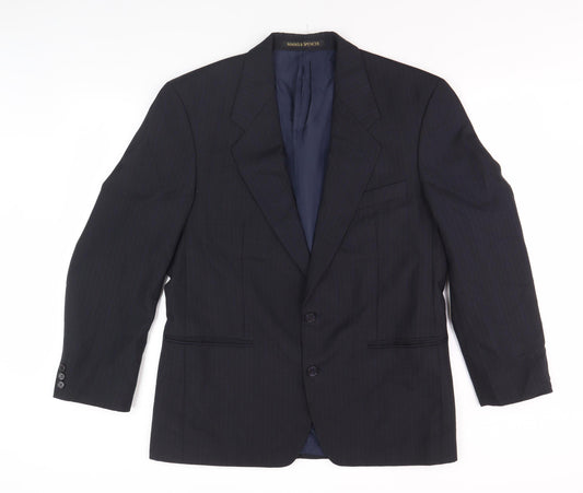 Marks and Spencer Men's Blue Blazer, Size 40, Striped