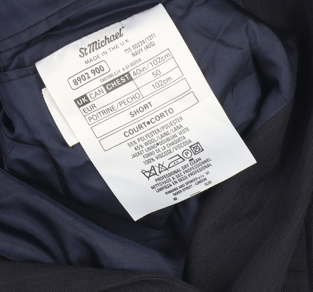 Marks and Spencer Men's Blue Blazer, Size 40, Striped