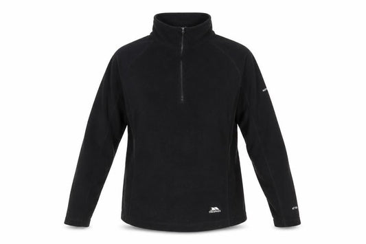 Front view of Trespass unisex black fleece pullover l