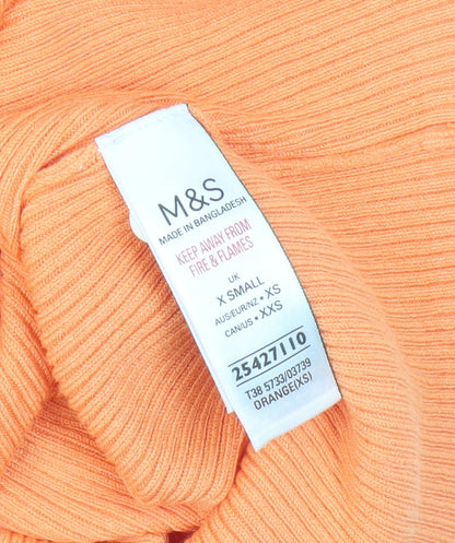 Womens UK Size XS Marks and Spencer Orange Jersey T-Shirt