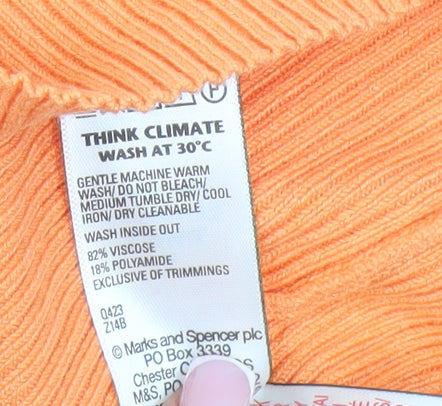 Womens UK Size XS Marks and Spencer Orange Jersey T-Shirt