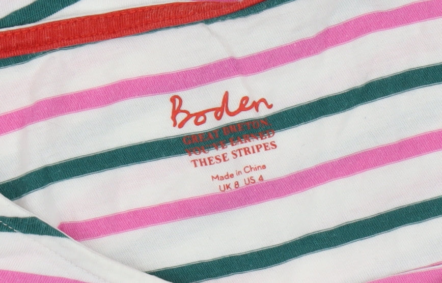 Boden Women's Multicoloured Striped T-Shirt, Size 8