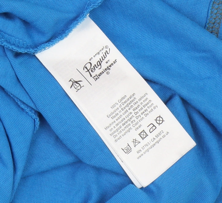 Original Penguin Men's Blue 2XL T-Shirt, Logo, Crew Neck