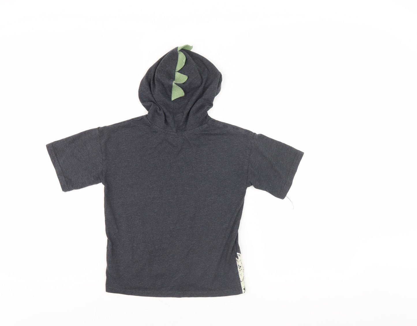 Jurassic World Boys Grey Hooded T-Shirt, Dino Graphic, Size 5-6