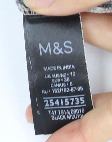 Womens UK Size 10 Marks and Spencer Black Basic T-Shirt