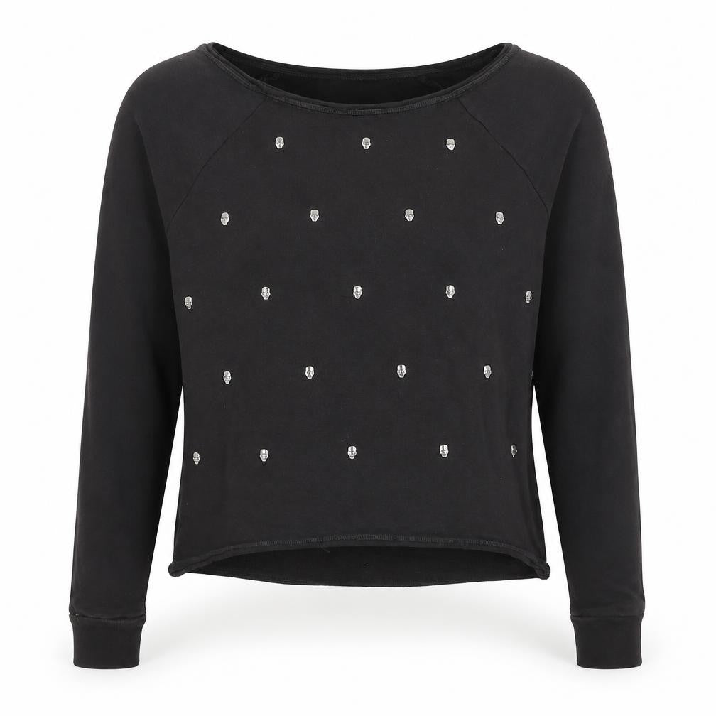 H&M Women's Black Long Sleeve Studded T-Shirt Size 6