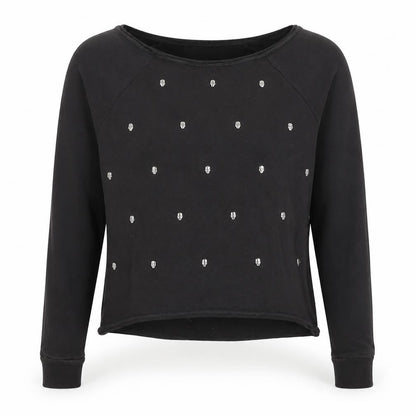 H&M Women's Black Long Sleeve Studded T-Shirt Size 6
