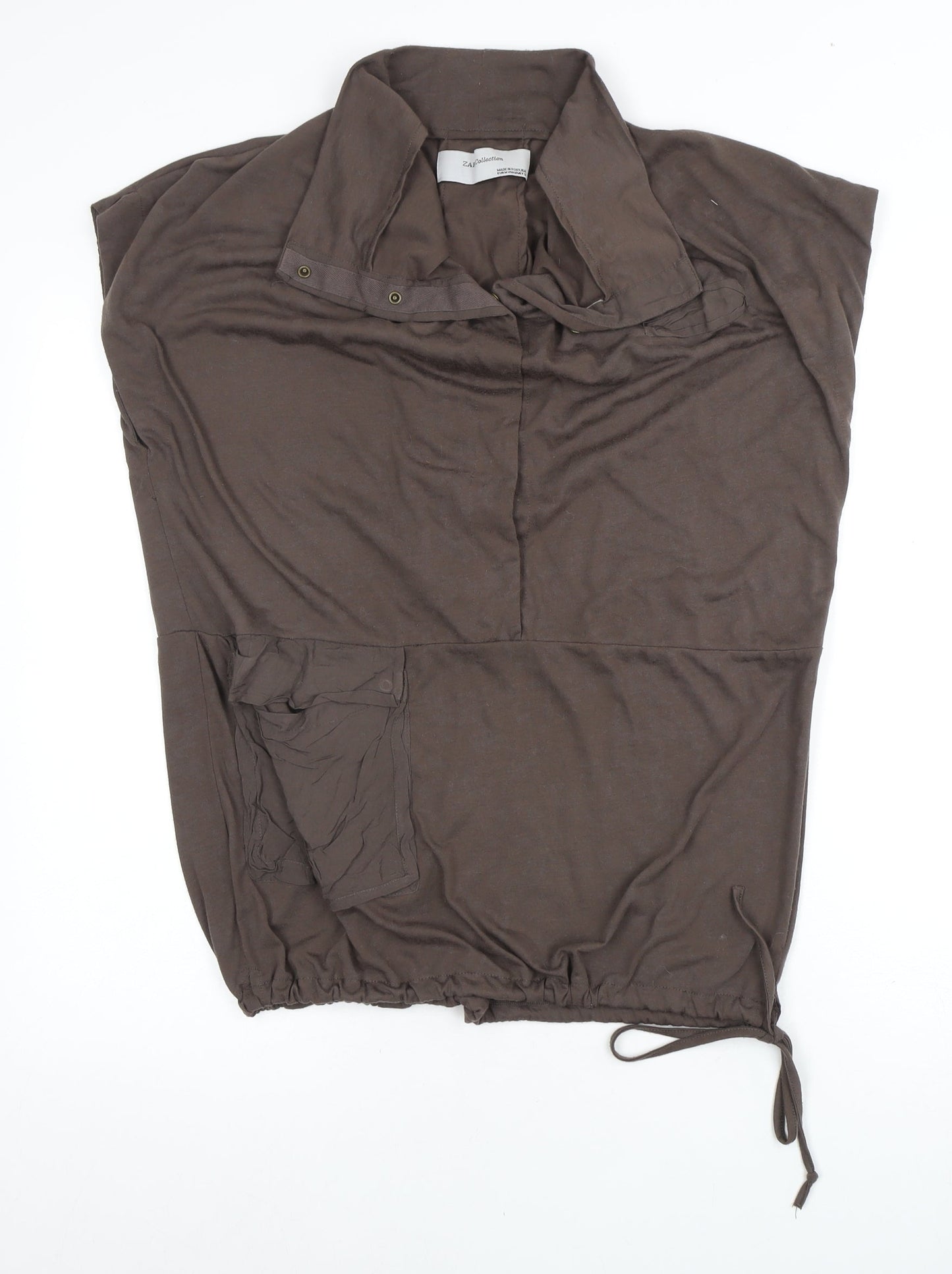 Womens UK Size 0 Zara Brown Basic Blouse