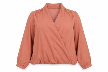 Womens UK Size 2XL Apricot Brown Wrap Blouse