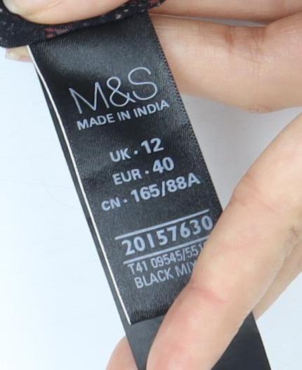 Womens UK Size 12 Marks and Spencer Black Basic T-Shirt