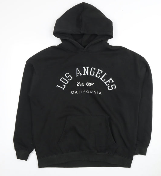 Unisex Adults UK Size S Pull&Bear Black Pullover Hoodie