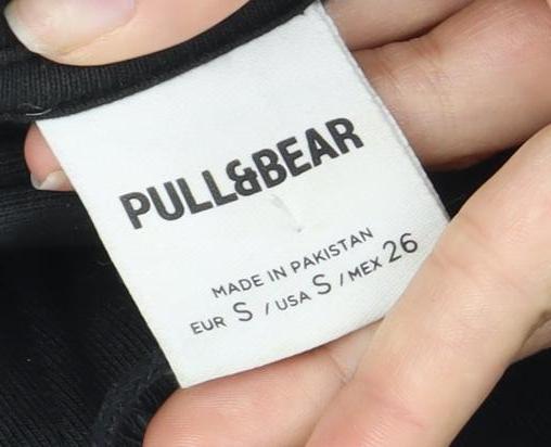 Unisex Adults UK Size S Pull&Bear Black Pullover Hoodie