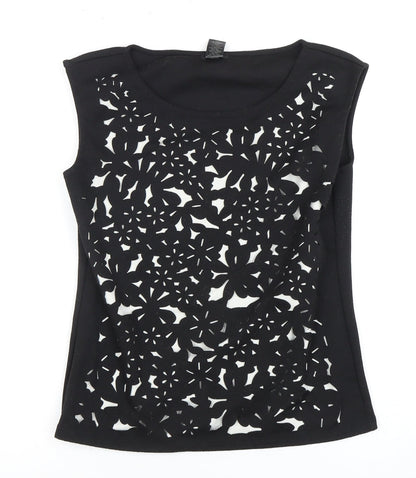 Ann Taylor Petite Black Floral Tank Top - M Women