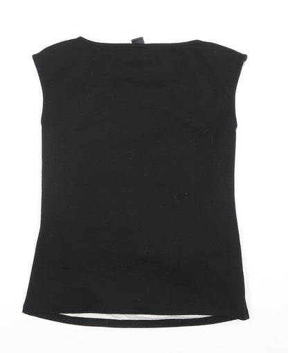 Ann Taylor Petite Black Floral Tank Top - M Women