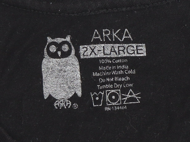 Arka Unisex Black 2XL Basic T-Shirt, 100% Cotton