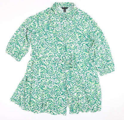 New Look Women's Green Animal Print Dress Size 16