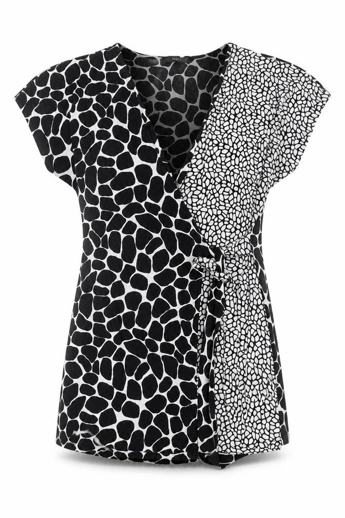 Womens UK Size 8 M&Co Black Wrap Blouse