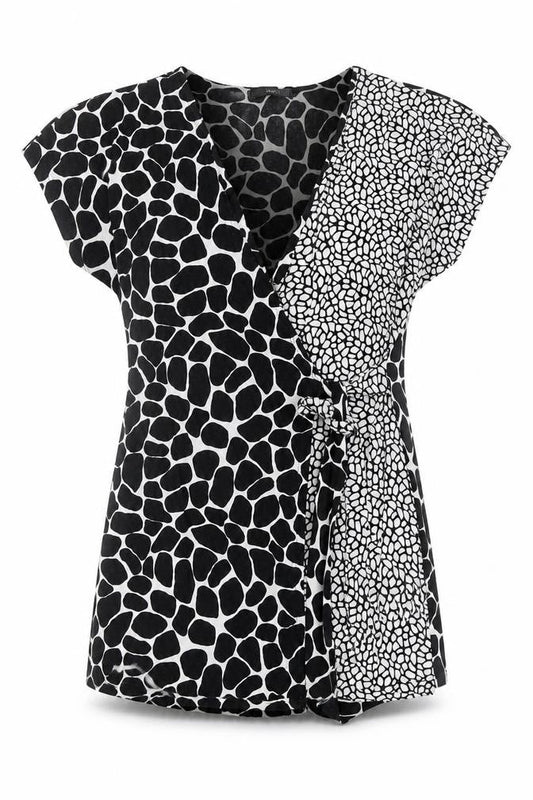 Womens UK Size 8 M&Co Black Wrap Blouse