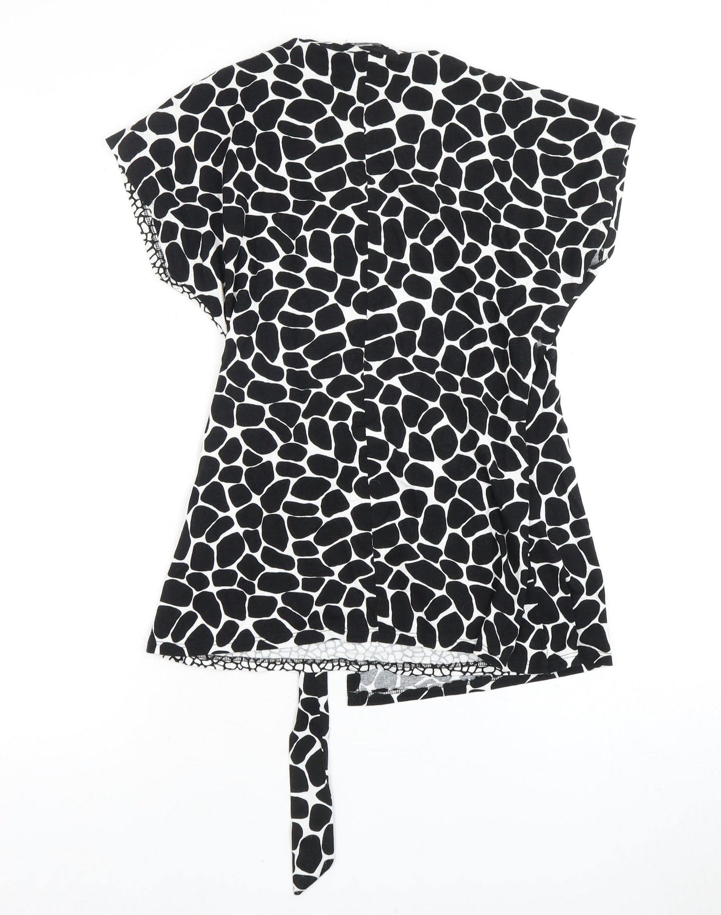 M&Co Women's Black Animal Print Wrap Blouse Size 8