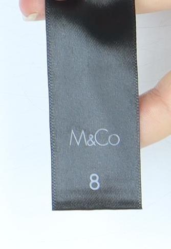 M&Co Women's Black Animal Print Wrap Blouse Size 8