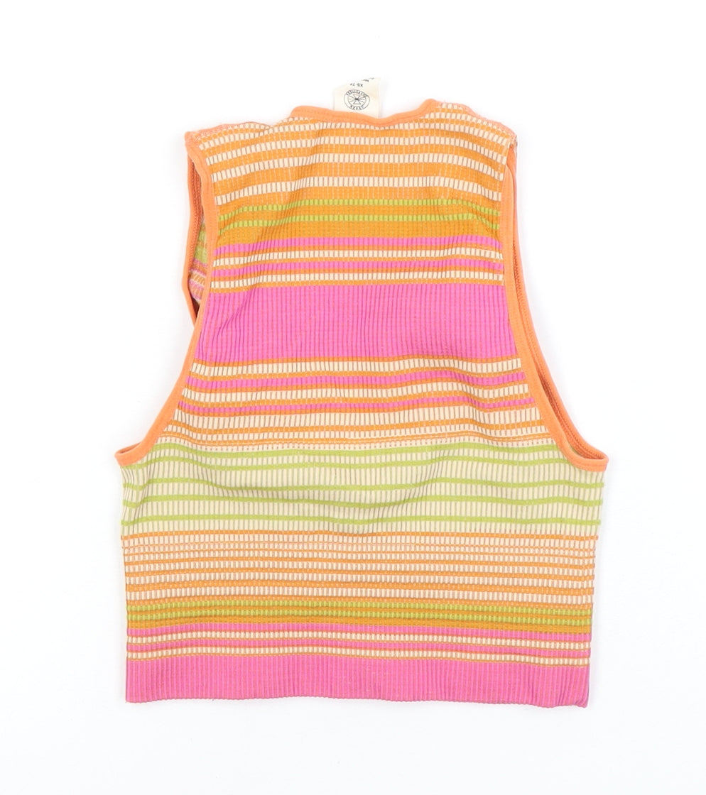 Womens UK Size XS Urban Outfitters Multicoloured Cropped Tank