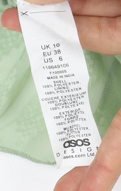 ASOS DESIGN Women's Green Ruched Dress Size 10