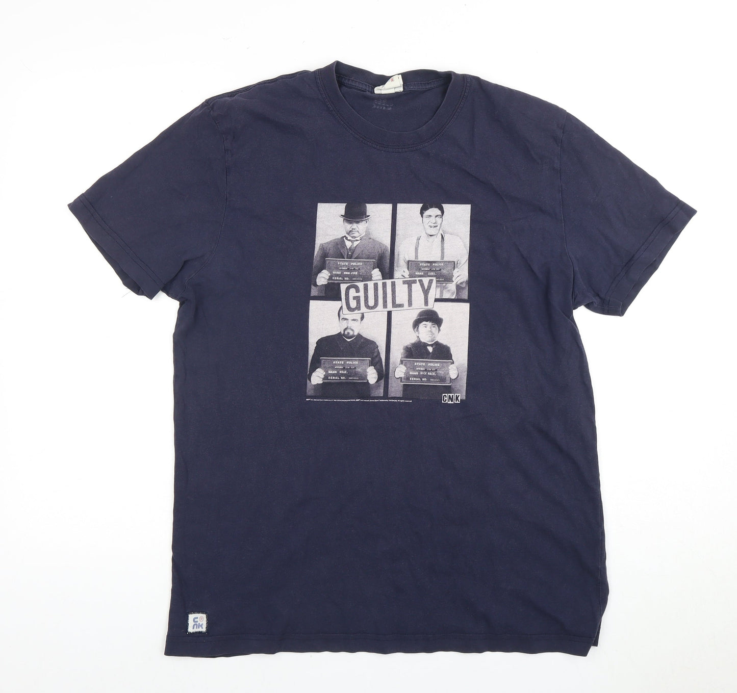 CNK Men's Blue Graphic Print Crew Neck T-Shirt M
