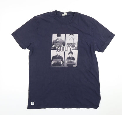 CNK Men's Blue Graphic Print Crew Neck T-Shirt M