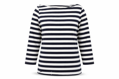R | edition Women's M White Black Striped 3/4 Sleeve Top